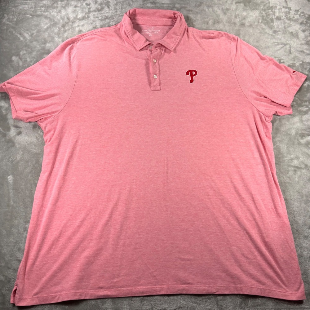 Vineyard Vines Philadelphia Phillies Edgartown Polo Shirt Pink Mens XXL